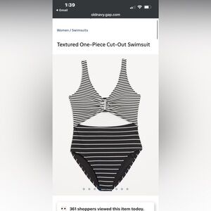 Old Navy Black and White One Piece Swimsuit with Nautical Stripes